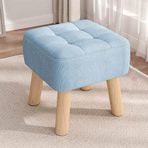 Çok Fonksiyonlu Osmanlı Ayak Dayamalı Küçük Döşemeli Tabure Ayakkabı Değiştirme Sehpa Makyaj Makyaj Makyaj Deri Puf Oturma Odası için (Mavi 30x30x34cm)
