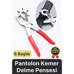 Çok Fonksiyonlu Paslanmaz Çelik Delik Açma Aleti 6 Başlıklı Kumaş Deri Pantolon Kemer Delme Pensesi - diğer - Beyaz