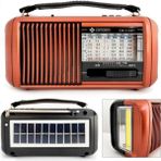 Çok Fonksiyonlu Solar Enerjili Fenerli Mp3 Çalar, USB ve Tf Kart Destekli - Ahşap - Ceviz