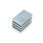 Çok Güçlü Neodyum Dikdörtgen Mıknatıs 40x25x5 mm – 4 Adet Set, N35 Manyetik Bloklar – Endüstriyel, Sanayi ve Hobi Kullanımı - Magneteksan