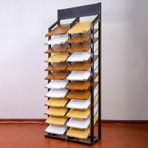 Çok Katmanlı Metal Seramik Karo Teşhir Rafı, 50x32x180CM Mermer Döşeme ve Porselen Örnek Raf, Yapı Malzemeleri için Ayakta Taş Ekran, Dökme Çini Vitrin