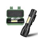 Çok Kullanışlı Pratik 2 Adet Ultra Güçlü Usb Şarjlı El Feneri Kamp Avcılık Polis Feneri Siyah