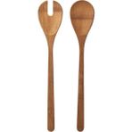 Çok Renkli 2'li Bambu ve Tahta Salata Servis Kaşığı Seti, Uzunluk 31 cm - Seçenek 1