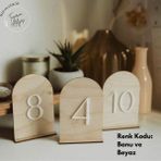 Çok Renkli Ahşap Masa Numarası 1-10, Düğün, Restoran, Otel, Işletme Kullanımı - Seçenek 1 - Açık Beyaz - Gri