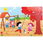 Çok Renkli Ahşap Sonbahar Temalı Yer Puzzle, Eğlenceli ve Öğretici Tahta Oyun - Seçenek 1 - Açık Bej