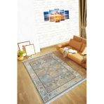 Çok Renkli Çerçeveli Dokuma Pamuk Taban Kaymaz Kilim Klm093