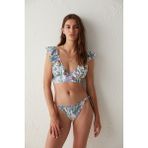 Çok Renkli Dream Garden Çiçek Desenli Fırfır Detaylı Süper Bikini Altı - 42
