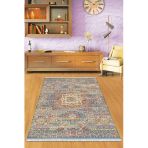 Çok Renkli Vintage Dokuma Pamuk Taban Kaymaz Kilim Klm252