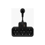 Çoklu Kablolu Priz Yüksek Gerilim Korumalı 3’lü Priz 1x USB 2x Type-C Çıkışlı Grup Priz Çoğaltıcı Siyah - Lisinya