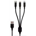 Çoklu Şarj Kablosu, 120 cm, Micro-USB, Type-C, Lightning, 30W, 6A Hızlı Şarj