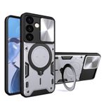 Colala Samsung Galaxy S24 Ultra Kamera Koruyucu Cep Telefonu Kılıfı Silikon PC Hibrit Koruyucu Kılıf 360° Manyetik Araç Tutucusu Darbeye Dayanıklı Tampon Kılıf Uyumlu Kablosuz Şarj Kılıfı, Gümüş