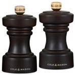 Cole & Mason H233056 Hoxton Çikolata Ahşap Tuz ve Karabiber Değirmeni Seti, Hassas + Karbon/Seramik Mekanizmaları, Ayarlanabilir Öğütmeli Tuz ve Karabiber Değirmenleri, Kayın Ağacı, 104 mm, Hediye