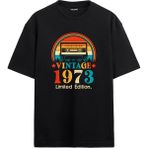 Colermi 1973 Mixtape Yuvarlak Yaka Oversize Vintage Tişört - Siyah - L - XL
