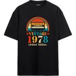Colermi 1978 Mixtape Yuvarlak Yaka Oversize Vintage Tişört - Siyah - S - M