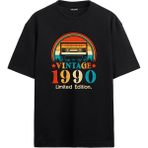 Colermi 1990 Mixtape Yuvarlak Yaka Oversize Vintage Tişört - Siyah - L - XL