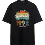 Colermi 1992 Nostalji Vintage Oversize Tişört - Siyah - S - M