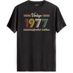 Colermi Klasik Vintage Tişört 1977 Tarihli Doğum Günü Hediyesi Bisiklet Yaka Vintage Tshirt - Antrasit - 2XL