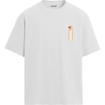 Colermi Minimal Kaz Çizim Tasarım Oversize Tişört - Beyaz - L - XL