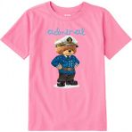 Colermi Pamuk Kumaş Çocuk Tişörtü – Admiral Bear Ayıcık Baskılı Çocuk T-Shirt - Pembe - 7 - 8 Yaş