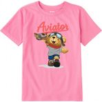 Colermi Pamuk Kumaş Çocuk Tişörtü – Aviator Bear Ayıcık Baskılı Çocuk T-Shirt - Pembe - 9 - 10 Yaş