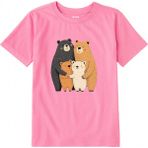 Colermi Pamuk Kumaş Çocuk Tişörtü – Bear Family Ayıcık Aile Baskılı Çocuk T-Shirt - Pembe - 3 - 4 Yaş