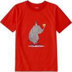Colermi Pamuk Kumaş Çocuk Tişörtü – Bisikletli Fil ve Pasta Baskılı T-Shirt - Kırmızı - 9 - 10 Yaş