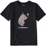 Colermi Pamuk Kumaş Çocuk Tişörtü – Bisikletli Fil ve Pasta Baskılı T-Shirt - Siyah - 5 - 6 Yaş
