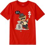 Colermi Pamuk Kumaş Çocuk Tişörtü – Cool Ayı Don’t Worry Baskılı Unisex Çocuk T-Shirt - Kırmızı - 3 - 4 Yaş