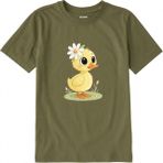 Colermi Pamuk Kumaş Çocuk Tişörtü – Daisy Duck Çiçekli Civciv Baskılı Çocuk T-Shirt - Haki - 1 - 2 Yaş