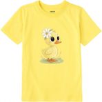 Colermi Pamuk Kumaş Çocuk Tişörtü – Daisy Duck Çiçekli Civciv Baskılı Çocuk T-Shirt - Sarı - 9 - 10 Yaş