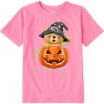 Colermi Pamuk Kumaş Çocuk Tişörtü – Halloween Bear Ayıcık Baskılı Çocuk T-Shirt - Pembe - 7 - 8 Yaş