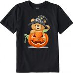 Colermi Pamuk Kumaş Çocuk Tişörtü – Halloween Bear Ayıcık Baskılı Çocuk T-Shirt - Siyah - 1 - 2 Yaş