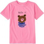 Colermi Pamuk Kumaş Çocuk Tişörtü – Hello Bear Ayıcık Baskılı Çocuk T-Shirt - Pembe - 11 - 12 Yaş