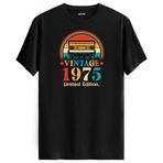 Colermi Üniseks Vintage Regular Tişört 1975 Mixtape (Siyah, XXL)