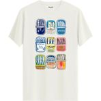 Colermi Vintage Sardines Baskılı Tişört - Ekru - 2XL