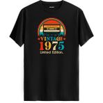 Colermi Vintage Tişört – 1975 Mixtape Kaset Tasarımı - Siyah