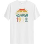 Colermi Vintage Tişört Nostalji 1992 Doğum Tarihli Bisiklet Yaka Basic Tişört Vintage Tasarım Tişört - Beyaz - XL