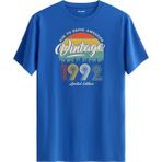 Colermi Vintage Tişört Nostalji 1992 Doğum Tarihli Bisiklet Yaka Basic Tişört Vintage Tasarım Tişört - Mavi - XL