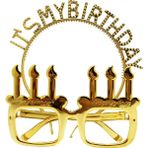 Colezium Colezium15 It's My Birthday Yazılı Taç ve Mum Şekilli Gözlük Seti Altın Renk (Clz)