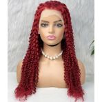 Colezium Gerçek Saç Ön Dantelli Tül Peruk / Kabartılmış Afro / Kızıl 70/75cm