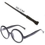 Colezium Harry Potter Asası 30 cm ve Siyah Çerçeveli Harry Potter Gözlüğü Seti (Clz)