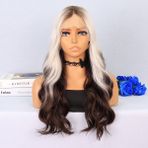 Colezium Kumral / Beyaz Platin Ombre Uçlar Kahverengi Su Dalgalı Tül Peruk