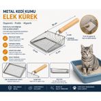 Colezium Metal Kedi Kumu Elek Kürek Ahşap Saplı Paslanmaz Kum Küreği 26 cm