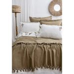 Colezium Şaheser Home Collection Eveline Haki Nevli Pike Takımı, %100 Pamuk, Püsküllü Nevli Pike Seti, Nakışl