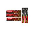 Colgate 3x125 ml Optic Kahve Çay ve Tütün Kullananlar Süper Clean Black Orta Diş Fırçası Macun+ 2 Adet Diş Fırçası
