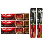 Colgate 3x125 ml Optic Kahve Çay ve Tütün Kullananlar Süper Clean Black Orta Diş Fırçası Macun+ 2 Adet Diş Fırçası