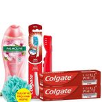 Colgate 75 mlx2 Diş Macunu, Yumuşak Diş Fırçası 1+1,Palmolive Duş Jeli 500ml+Fırça Kabı&Duş Lifi Hediye