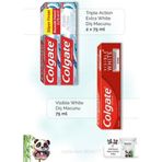 Colgate Action Extra White 2x75 ml + Visible White 75 ml Diş Macunu ve Rosie