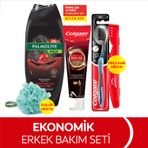 Colgate Diş Macunu 125 ml Orta Diş Fırçası Palmolive Men Duş Jeli 500 ml + Duş Lifi Fırça Kabı