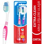 Colgate Extra Clean Dil Temizleyicili Arka Dişlere Uzanan Orta 1+1 Diş Fırçası